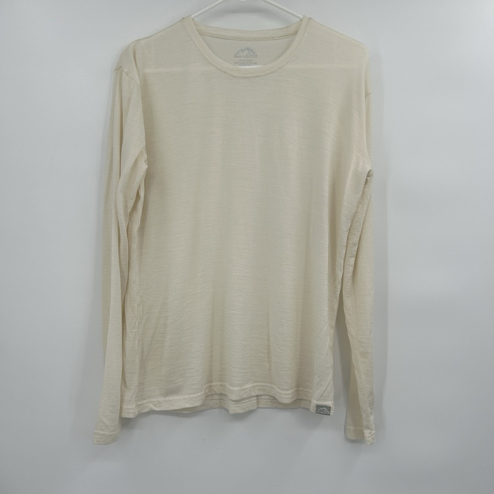 Merino Tech Womens Superfine Merino Wool Base Layer Long Sleeve Top Large Ivory